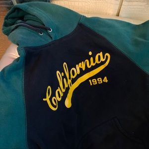 Blue Green Medium Hoodie M tall great shape